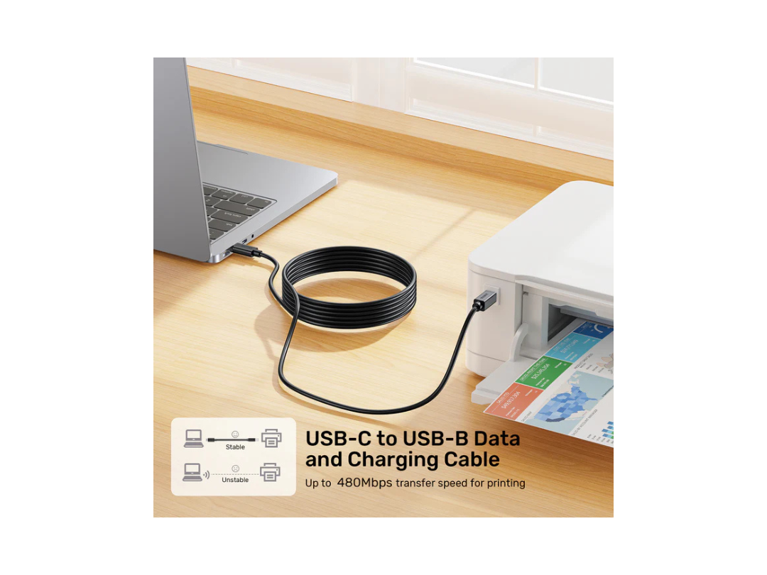 Unitek USB-C to USB-B Data & Charging Cable - 2M for Printers & More Unitek USB-C to USB-B Data & Charging Cable - 2M for Printers & More